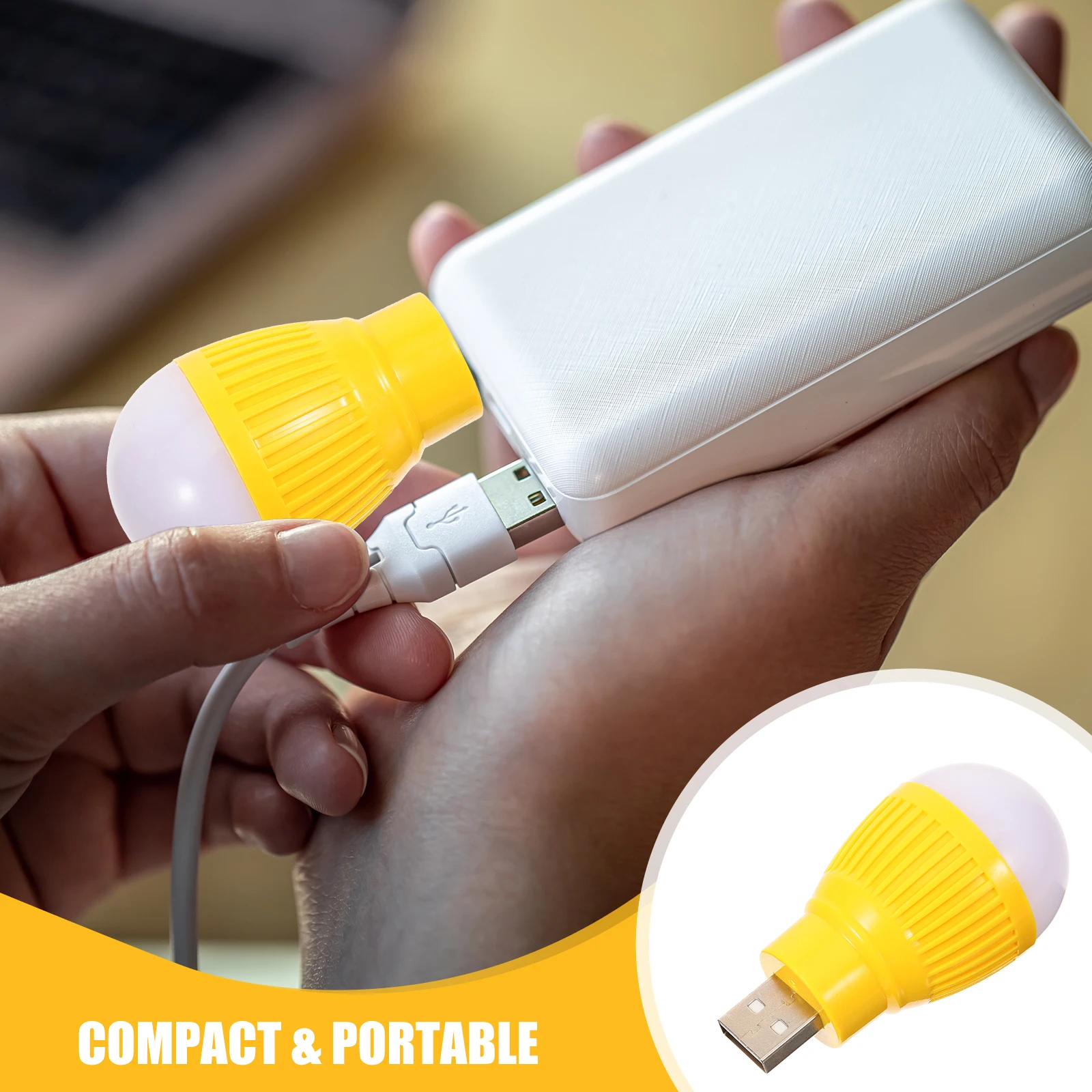 

4 Pcs Small Table Lamp LED Mini Light Travel Bulb Camping USB Plastic Portable Lights Powered