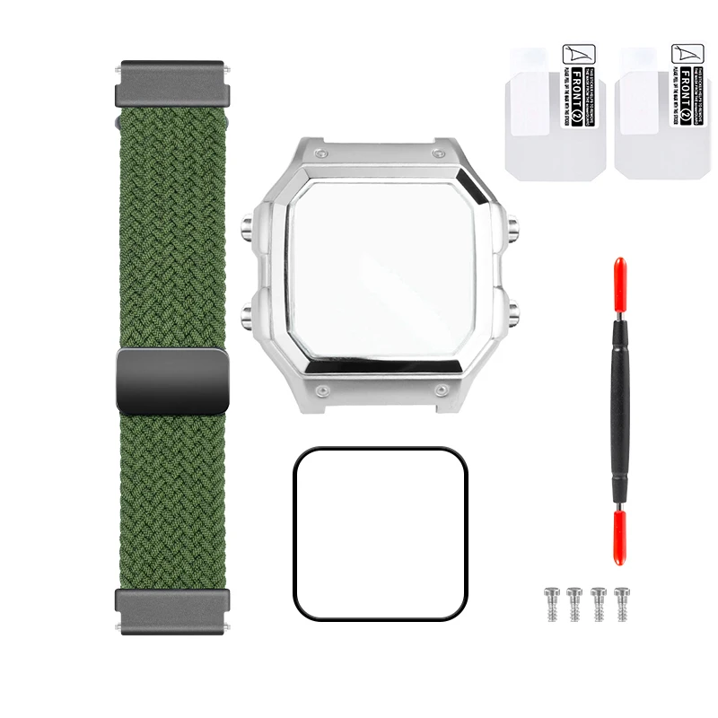 Für Casio AE1200 Gehäuse-Modifikationskit, Vollmetallgehäuse 3299, AE-1200 Lünetten-Glas-Wasserdichtungsring-Kit, 304 Edelstahlteile 7