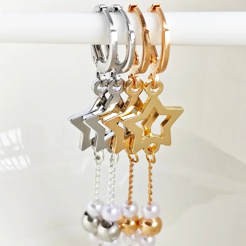 Stylish and Elegant Copper Micro-set Fringe Star Earrings for Women