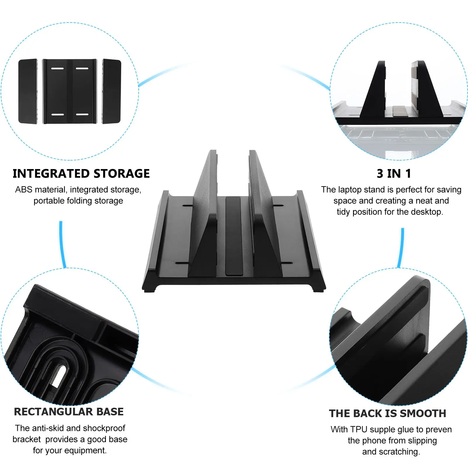 

Laptop Stand Desk Holder Tablet Vertical Support ABS Material Stable Base Computer Bracket Workstation Home Office Space Saving