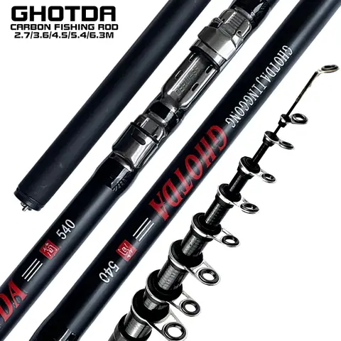 GHOTDA-바위 낚싯대, 탄소 섬유 텔레스코픽 스피닝 2.7m - 6.3m 바다 낚싯대 바다 바위 낚시
