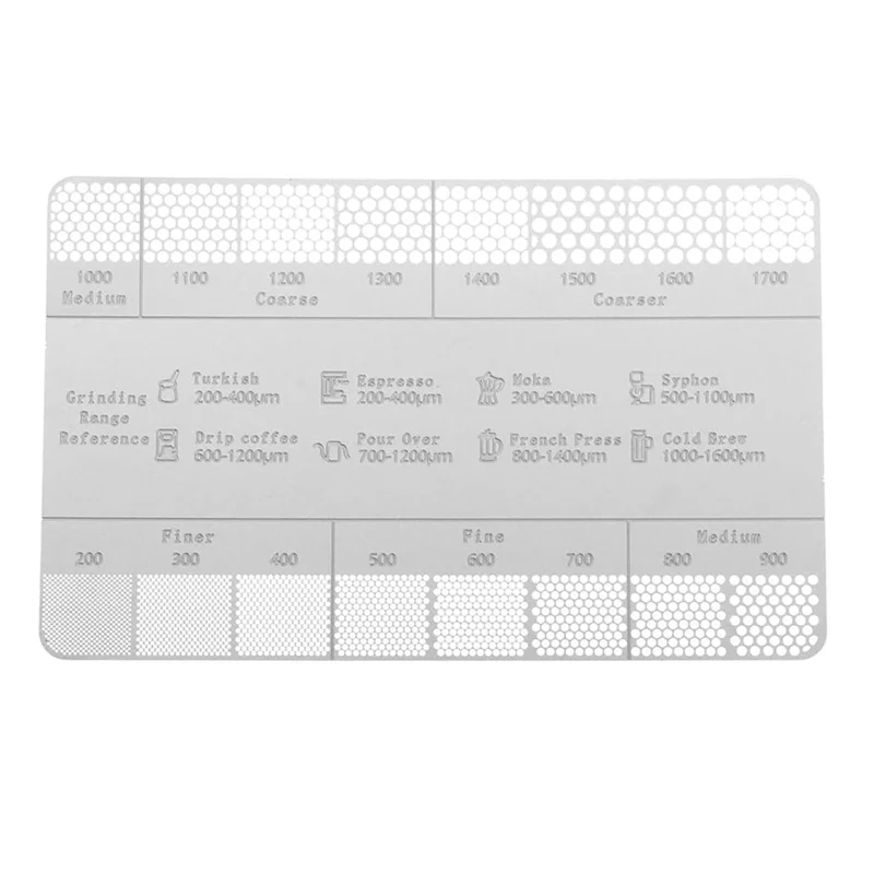 A01V-Kaffee Pulver Schleifen Dicke Referenz Vergleich Karte Mühle Schleifen Pulver Dicke Vergleich Skala