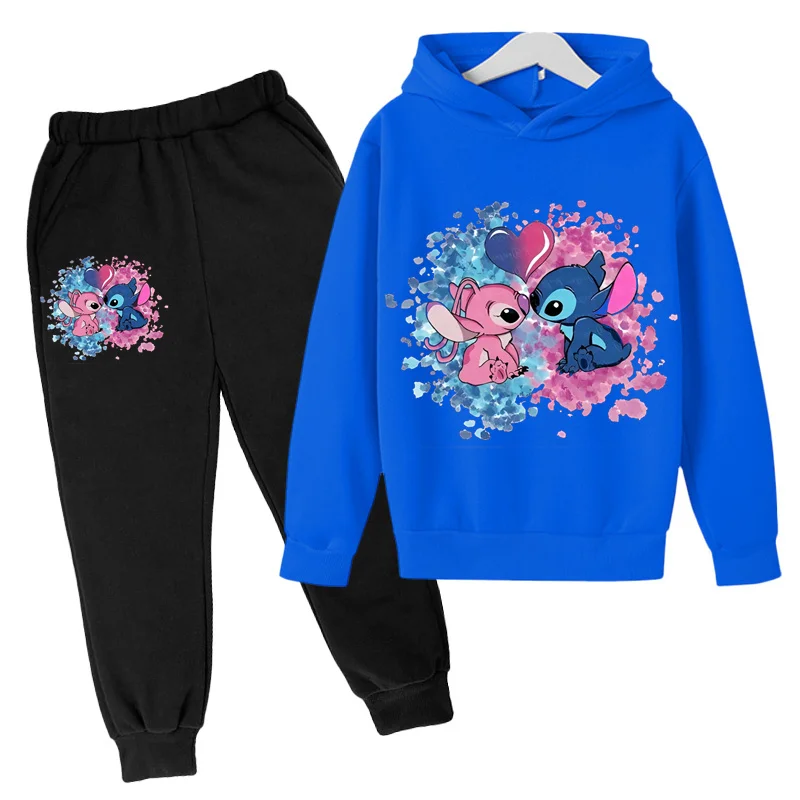 Kids hot selling spring and autumn hoodies boys and girls hoodies two-piece set 3-12 years old kids casual sports set Stitch