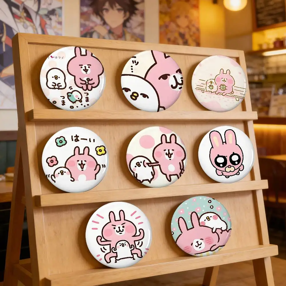 PISKE USAGI Badges Peripheral Lapel Pins Tinplate Round Brooch For Shoulder Bag Accessories Souvenir Gifts