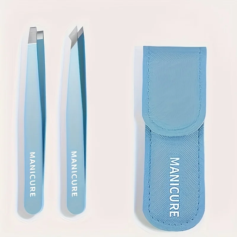 2pcs High-Quality Stainless Steel Eyebrow Tweezers Set, Firm Grip Tweezers for Fine Hair Removal and Splinter Picking