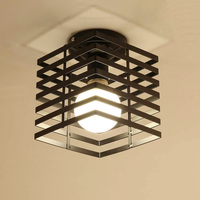Vintage Ceiling Lamp,Industrial Ceiling Lighting E27 Metal Shade Design Cage Cube Pendant Lamps Retro Ceiling (No Bulb)