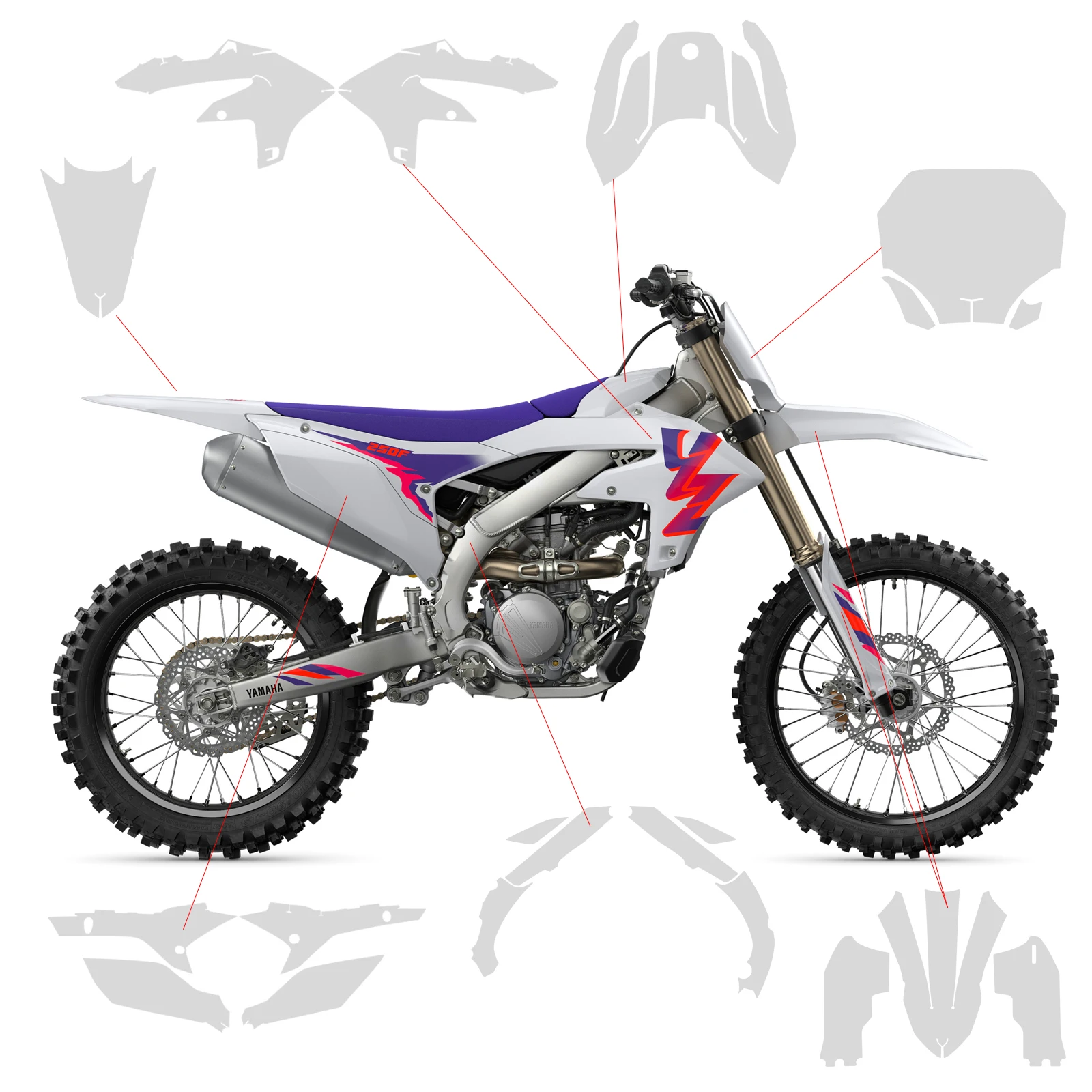 Motorcycle YZ250F PPF 2024  For Yamaha YZ 250F Paint Protection Flim Anti-scratch TPU Windshield Protective