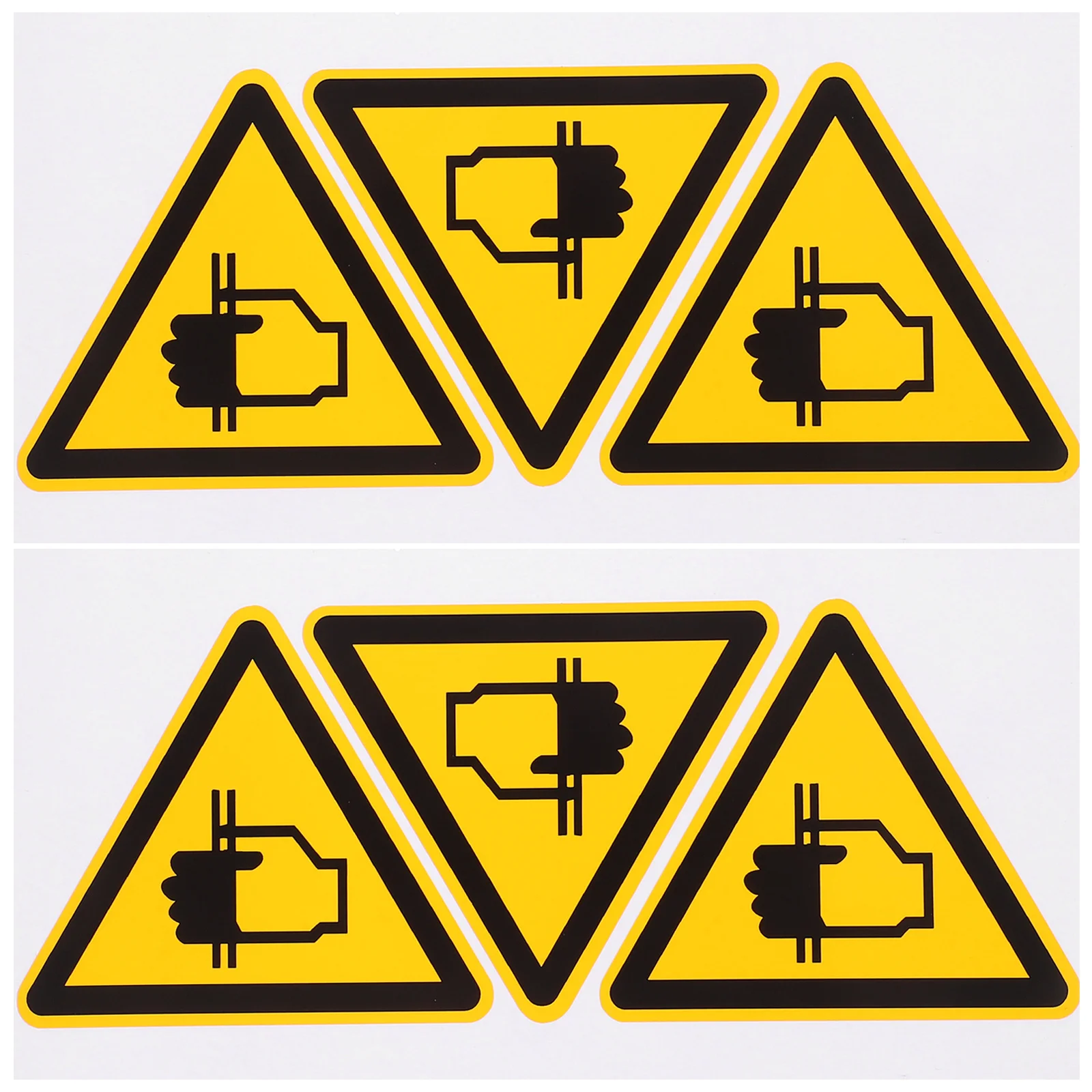 6Pcs Warning Label Sticker Waterproof Hand Crushing Warning Decal Strong Adhesion Safety Sign for Industrial Devices