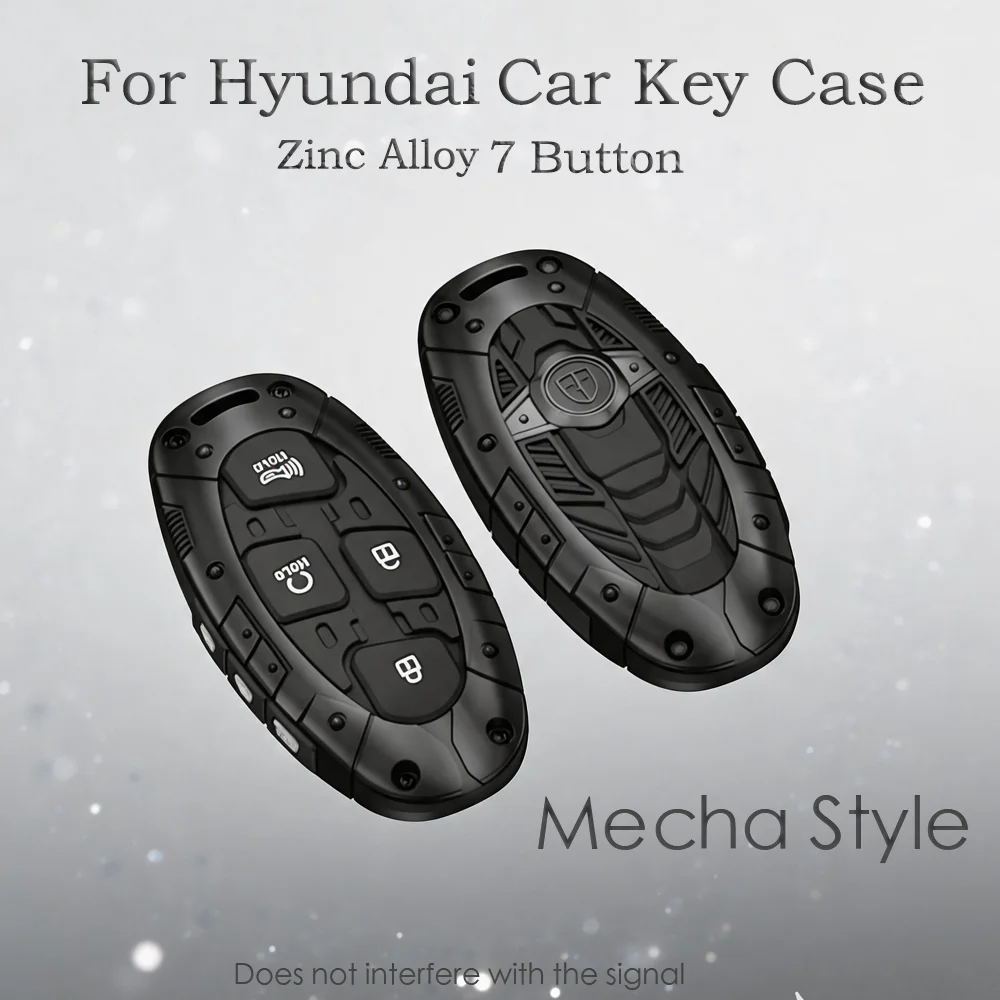 Zinc Alloy Mecha Style For Hyundai IONIQ 6 New Grand Prix GN7 Kona 7 Button Car Remote Key Case Cover Protected Fob Accessiroes