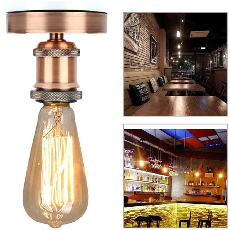 6 COLORS Polished Metal Lamp Bases Electroplating Vintage Retro E26 E27 Lamp Holder Light Socket Lamp Bulb Socket