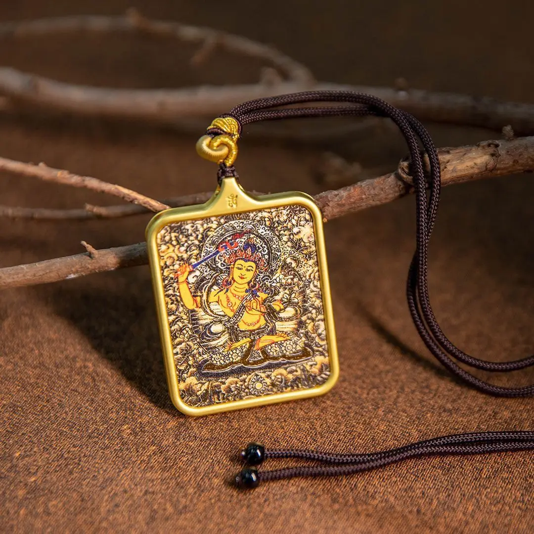 Titanium Steel Tibetan Gawu Box Pendant Necklace | Rat Zodiac Guardian Deity Thousand-Arm Guanyin Mini Thangka Amulet Jewelry