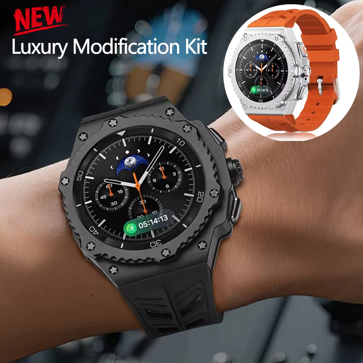 Alloy Metal Case Rubber Band For Samsung Watch 8 Classic 46mm Luxury Modification Kit For Galaxy Watch 8 Classic Kit Accessories