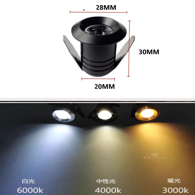 Lampu Tabung LED Langit-langit Tertanam 20MM Lampu Sorot Kecil DC12v/85-265V untuk Kabinet Etalase Rumah Hotel