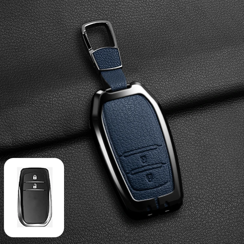 Passende Schlüsselhülle aus Zinklegierung und Leder für Toyota CHR Hilux Fortuner Land Cruiser 200 Camry Corolla Crown RAV4 Highland – Detail 15