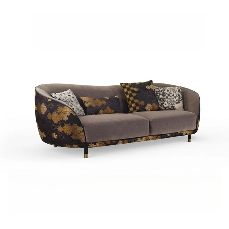 Modern light luxury embroidery, double sofa, living room irregular-shaped creative sofa