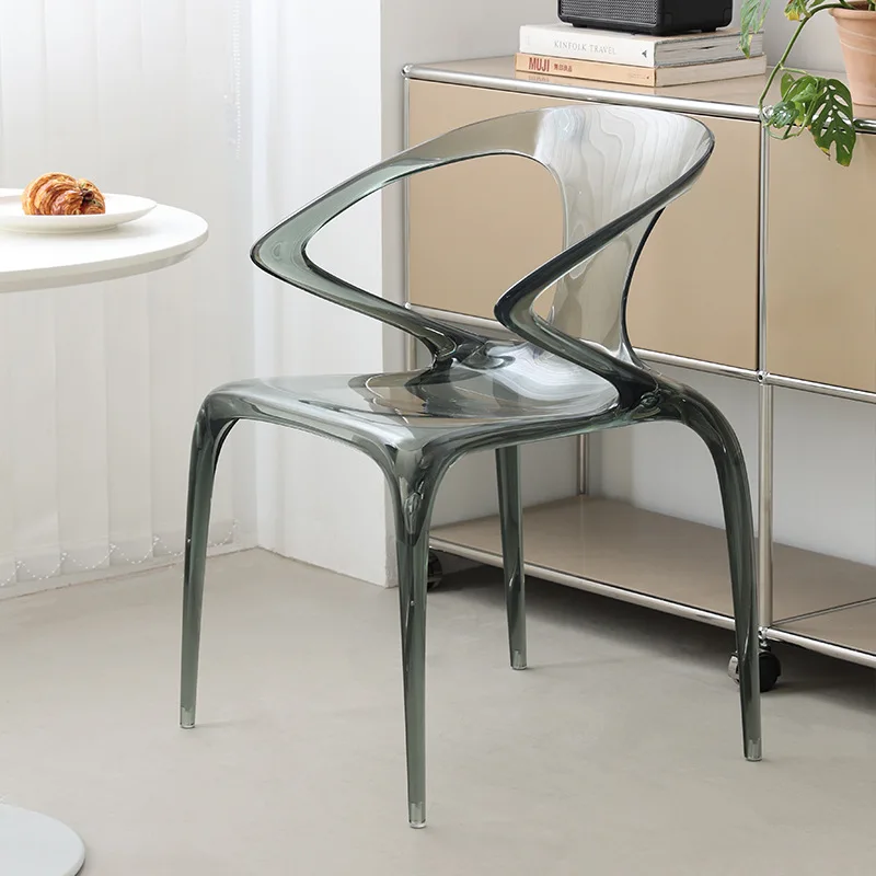 

Nordic creative AVA designer dining chair acrylic transparent armrest coffee shop Internet celebrity light luxury back leisure
