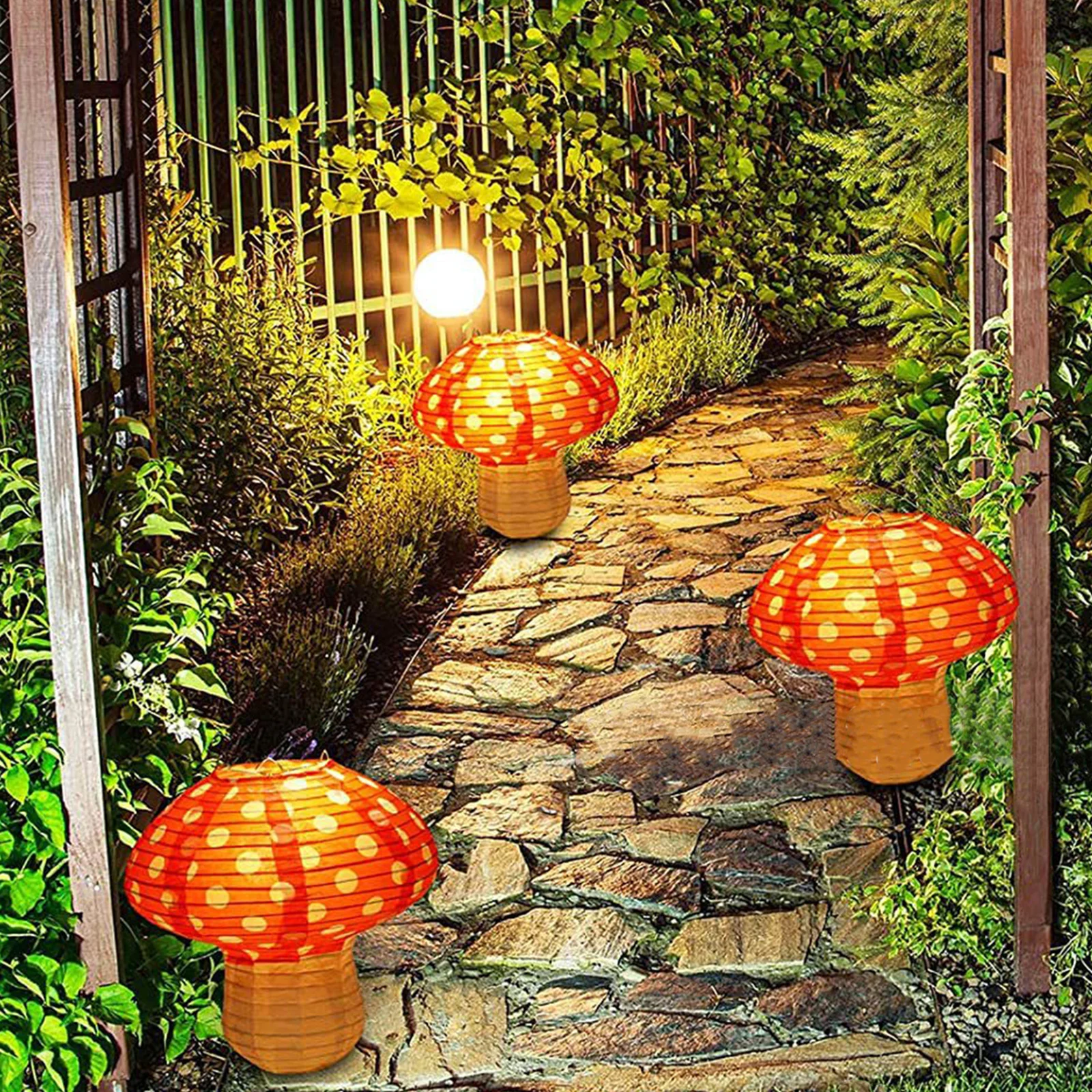 

3Pcs Mushroom Shape Paper Lanterns Creative Hanging Props for Party Scene Layout Wedding Birthday Forest Camping