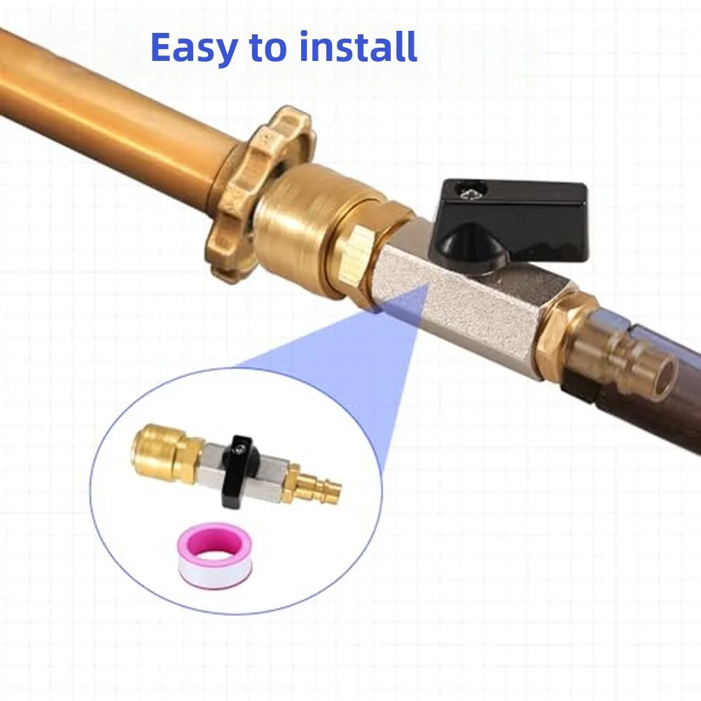 1/4 Inch Brass Air Compressor Hose Connector Fitting Set With Ball Valve Quick Coupling Nozzle For Pneumatic Tools Workshop Part