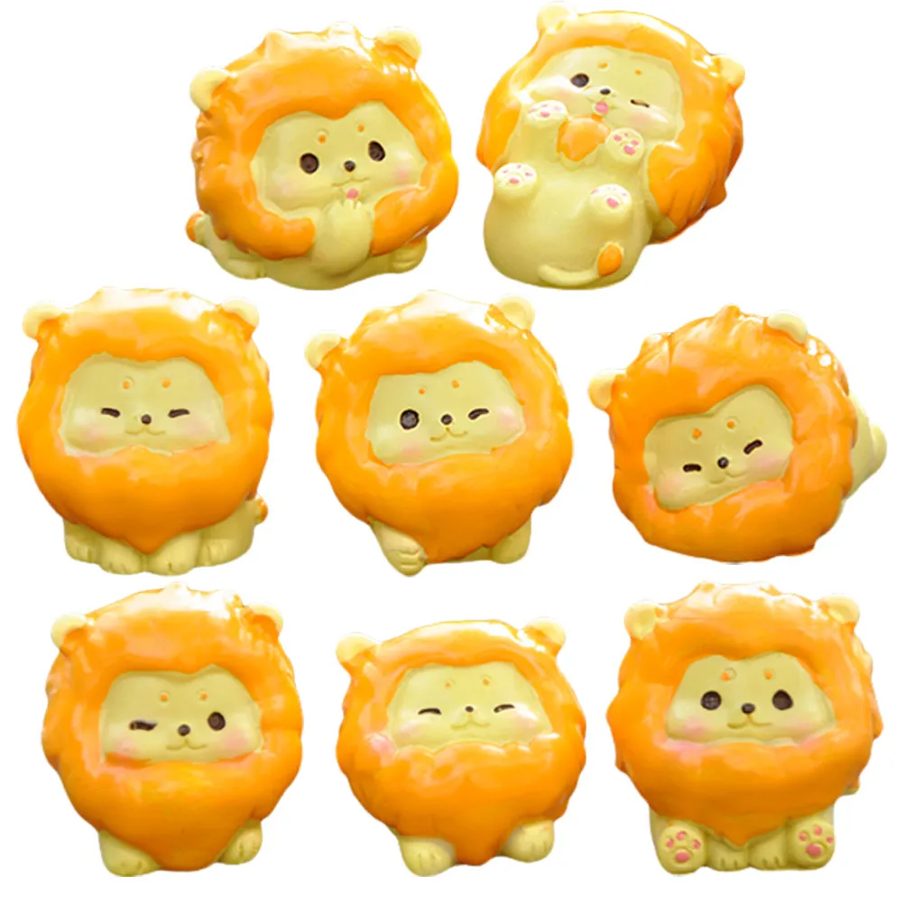 8Pcs Cute Lion Decoration Compact Portable Small Animal Statue for Garden Outdoor Lawn Yard Patio Backyard Flower Bed Animal