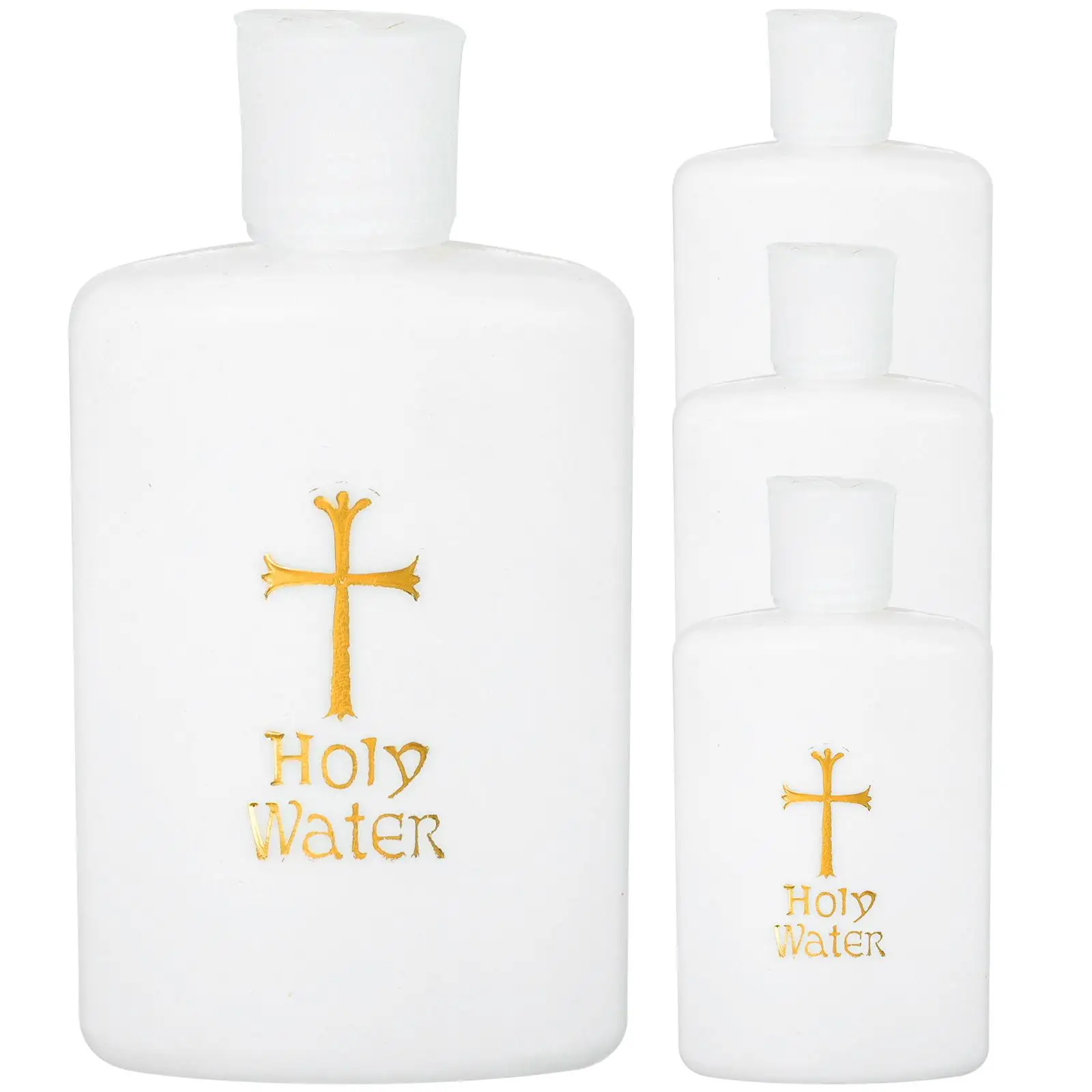 

4 Pcs Holy Water Bottle Catholic Plastic Lark Sealed Small Travel Cross Pattern Decorative Wedding Party Favors Baptism