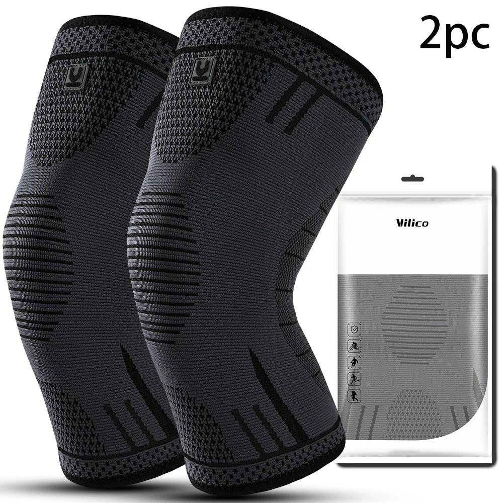2 Stück VILICO elastische, atmungsaktive Kompressions-Kniebandagen, geeignet für Basketball, Laufen, Radfahren und Fitnessaktivitäten.