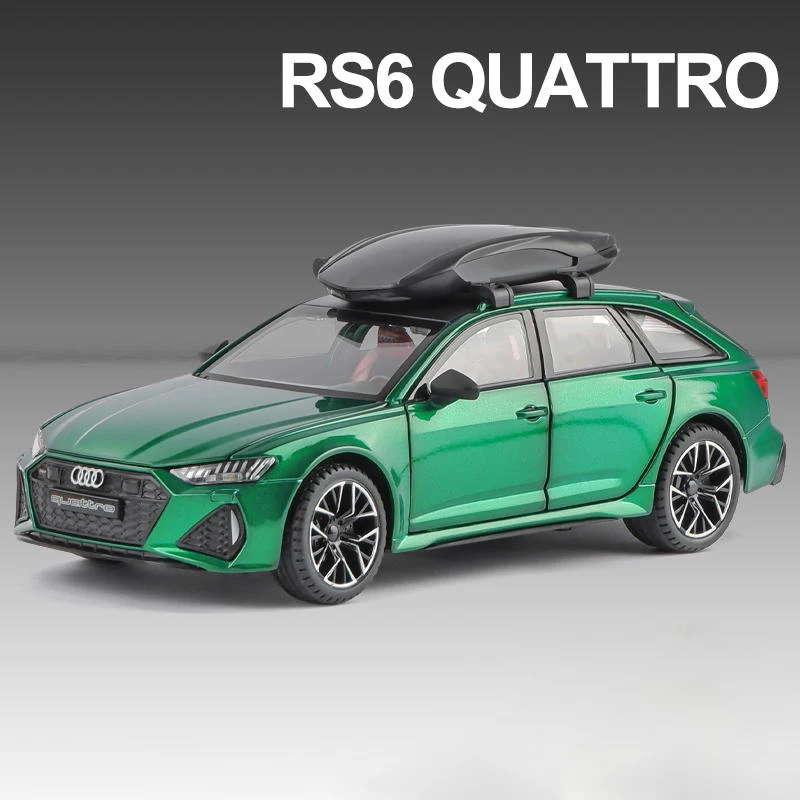 1:24 Audi RS6 Quattro Station Wagon Alloy Sports Car Model Diecast Metal Racing Car Model Simulation Sound and Light Kids Gifts