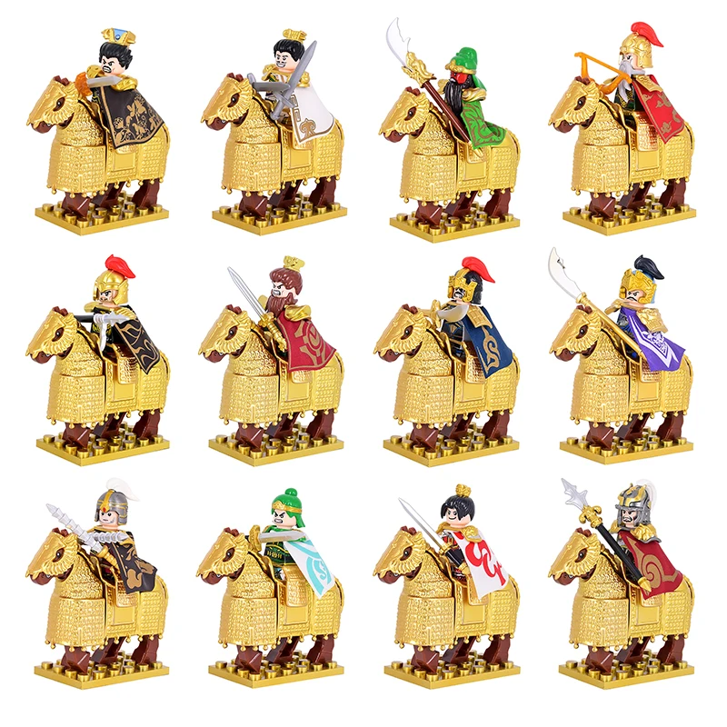 MOC The Three realts Soldiers Hero soldier War-Horse Knights arma brick Mini action figure Building Blocks Toy For Kids Gift