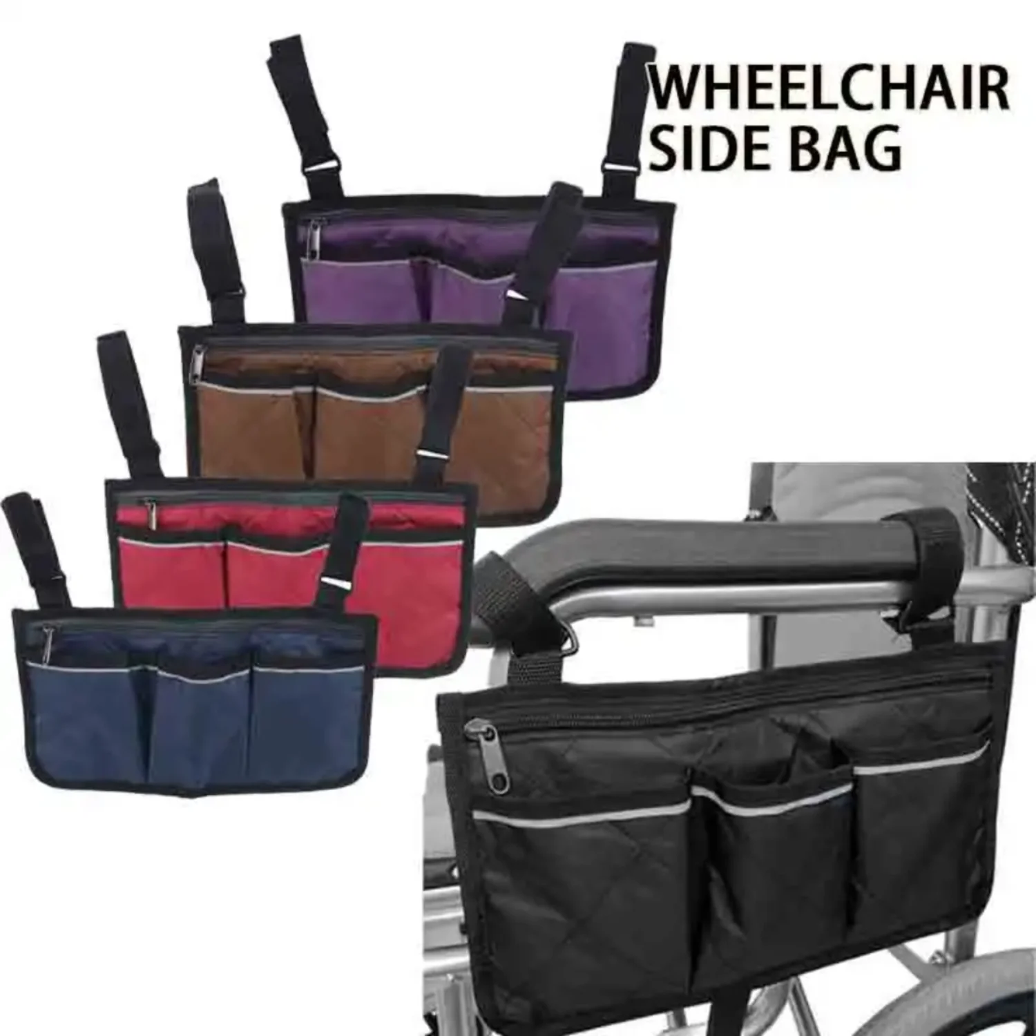 2023 Wheelchair Armrest Side   Portable Pocket Suitable  Most Walking Wheels And Mobile Equipment Accessories