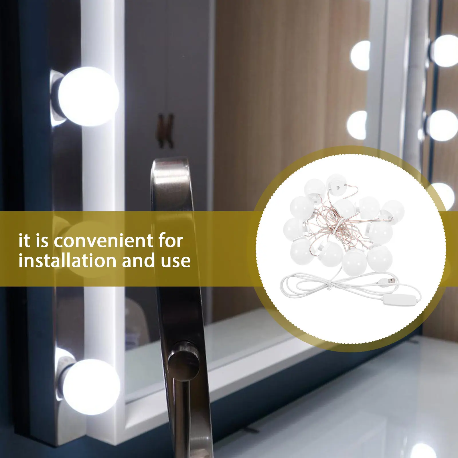 

12Pcs Mirror Front Lamp USB Makeup Light Adjustable Brightness Vanity Lamp Bright Gentle LED Light for Bathroom Dressing Table
