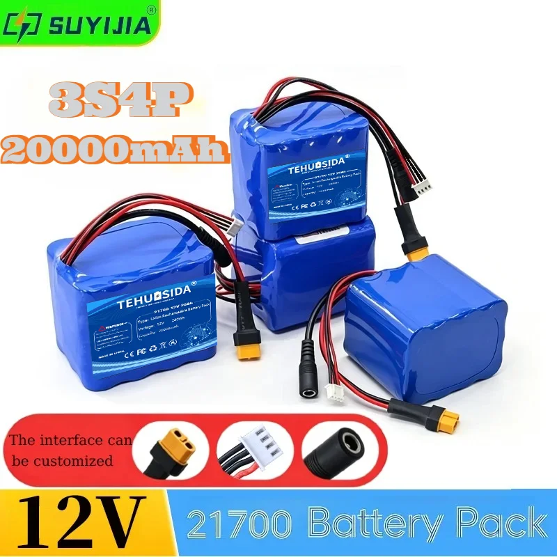 12V20000mAh 3S4P 21700 Rechargeable Lithium Battery Used in Instrumentation LED Lighting Traffic Signs Ship Drone Speakers