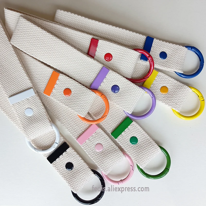 3.2CM Colorful Cotton Keychain Strap with Spring Ring Woven Key Chain Lanyards