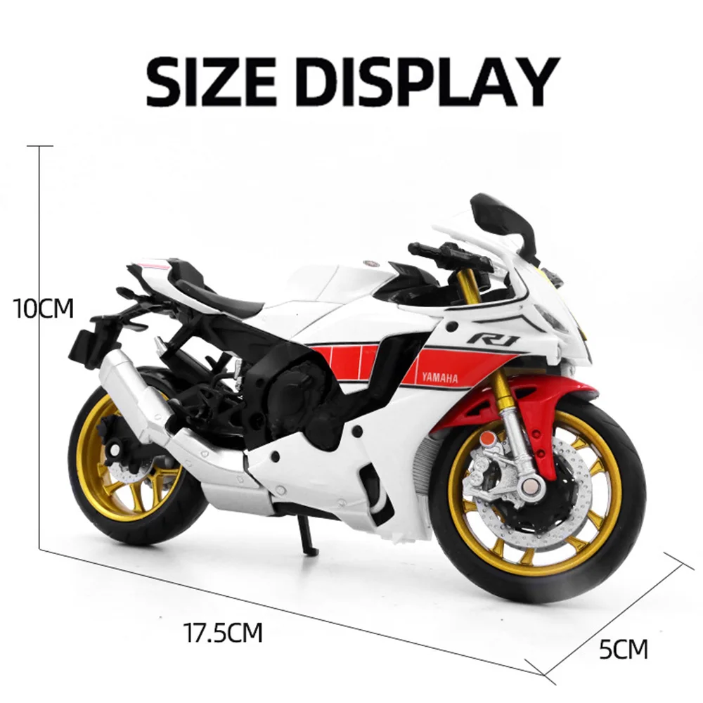 1:12 Yamaha Toy Motors YZF-R1M Alloy Diecasts Motorcycle Models With Shock Absorption Front Wheel Steering Toys For Kids' Gifts