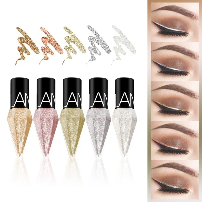 Heallor Nieuwe Professionele Glanzende Eyeliners Cosmetica Voor Vrouwen Pigment Zilver Rose Goud Kleur Diamant Vloeibare Glitter Eyeliner Chea