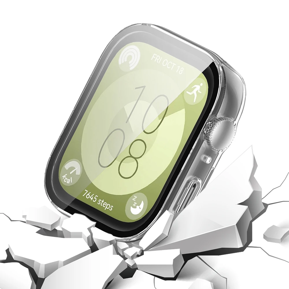 เคสนาฬิกา PC พร้อมกระจกนิรภัยตัวป้องกันหน้าจอนาฬิกา Anti-Fall กรอบครอบคลุมเต็มรูปแบบสําหรับ Huawei Watch Fit3