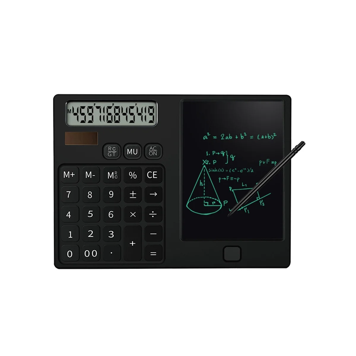 Calculators,12-Digit Display Pocket Desktop Calculator with Erasable Wiriting Pad for Student School Black