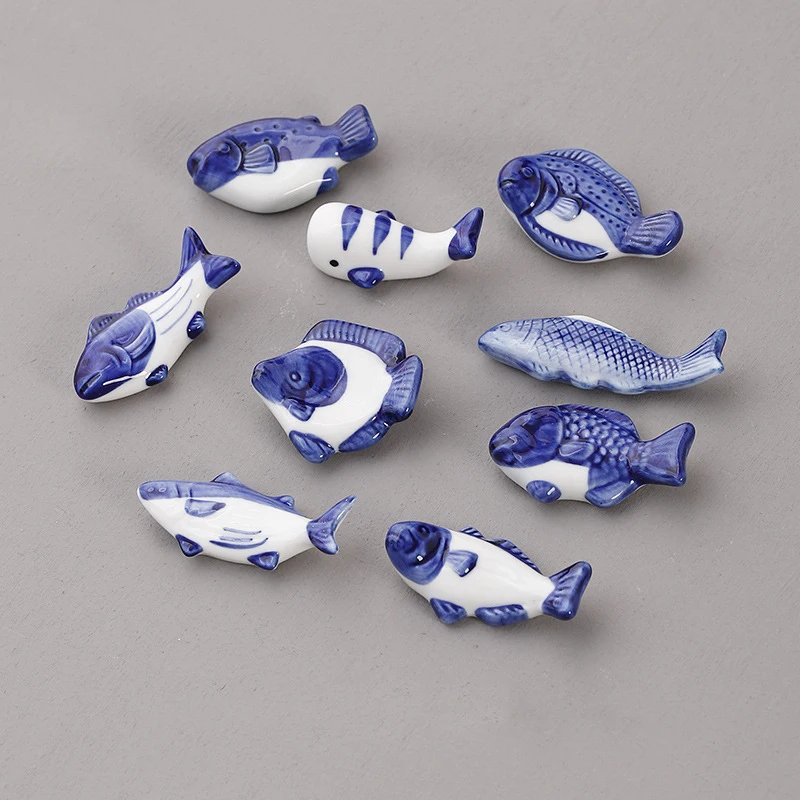 

Cute Ceramic Fish Chopstick Holder Cartoon Animal Spoon Fork Rest Stand for Kitchen Dining Table Utensil Organizer