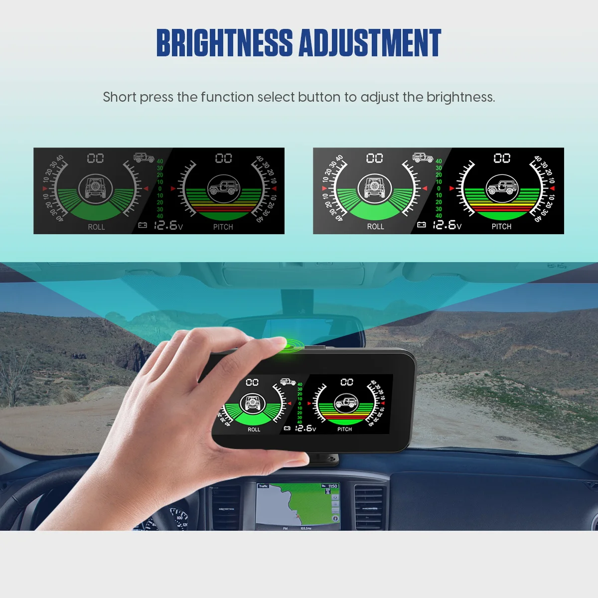 M50 Off Road GPS Smart Car Inclinometer Digital Display Tilt Pitch Angle Level Gauge HUD Intelligent Auto Slope Meter Universal