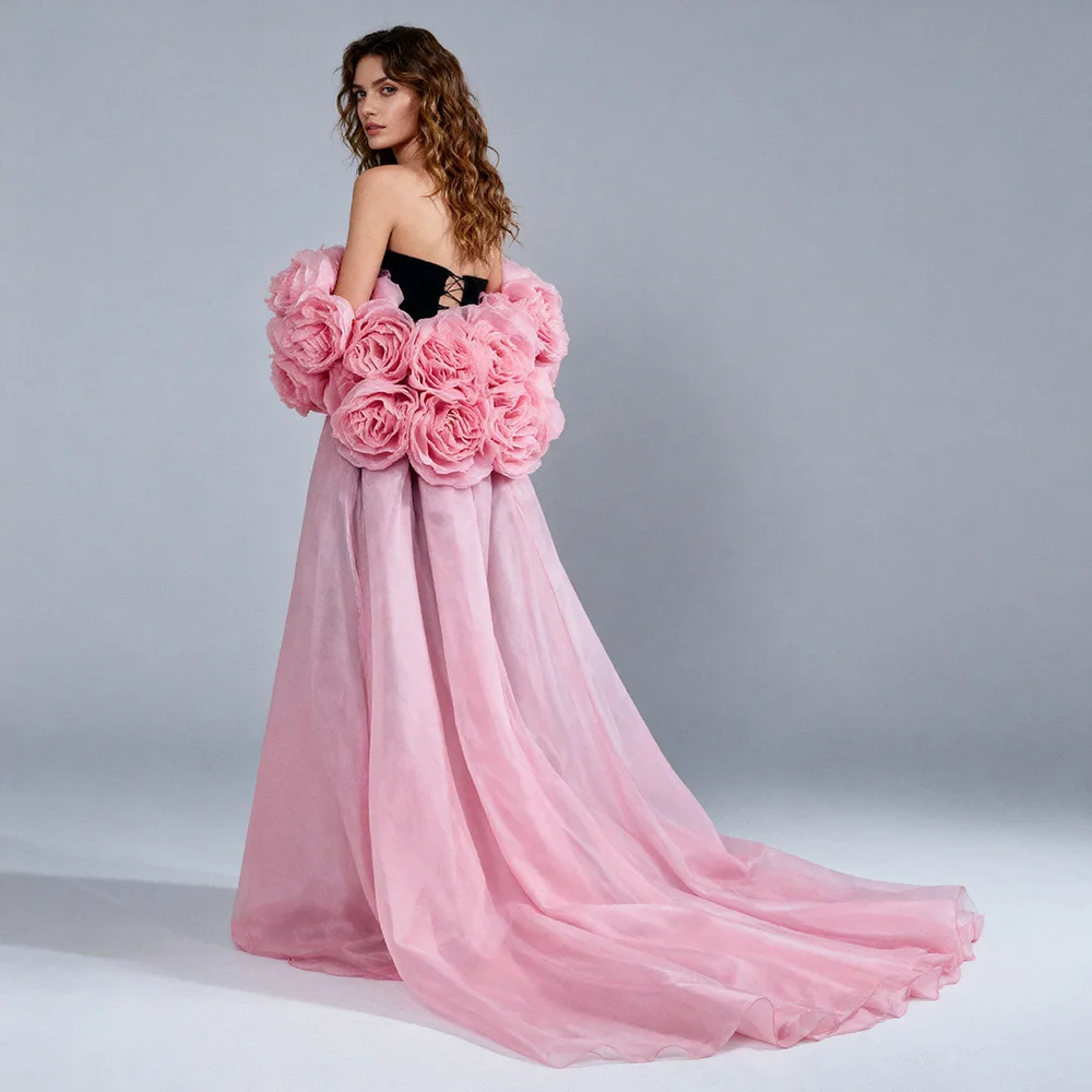 Shoulder Cape Pink Off Shoulder Oversized 3D Floral Tulle Bridal Cape with Train Detachable Wedding Accessories ES64121D