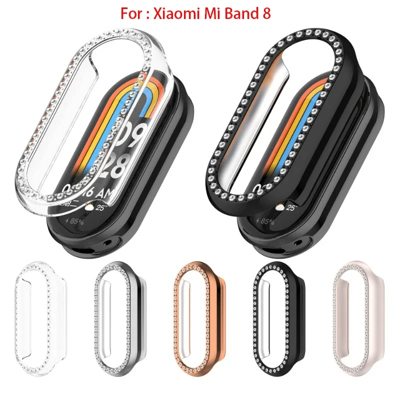 Custodia in vetro + per Xiaomi Mi Band 8 PC + Diamond copertura protettiva per paraurti All-around per Mi Band8