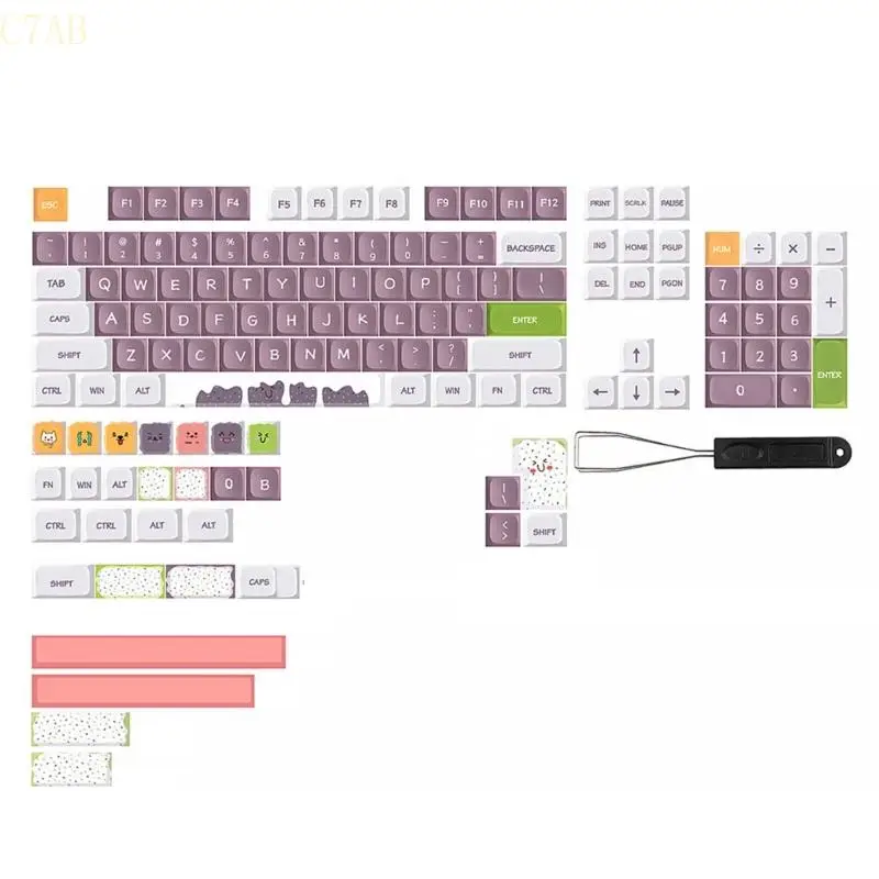 

C7AB Толстый PBT Dye-Sub XDA Клавицы 134 Ключи клавиш милый выражение для 61/68/75/84/98