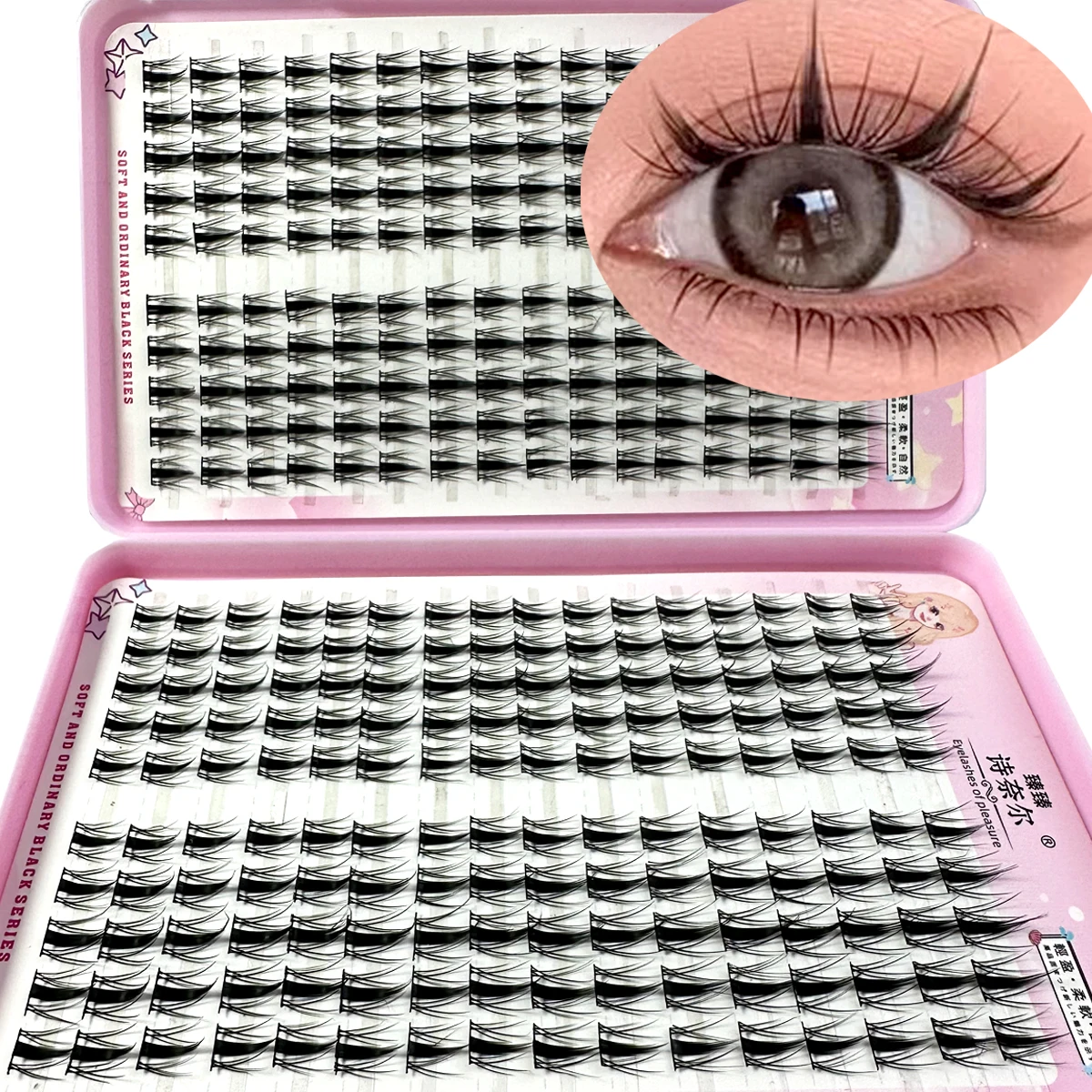 Individual Manga Fox Eye Effect Fluffy False Eyelashes Reusable Natural Thick Long Single Cluster Lash Extension Segmented Eyes