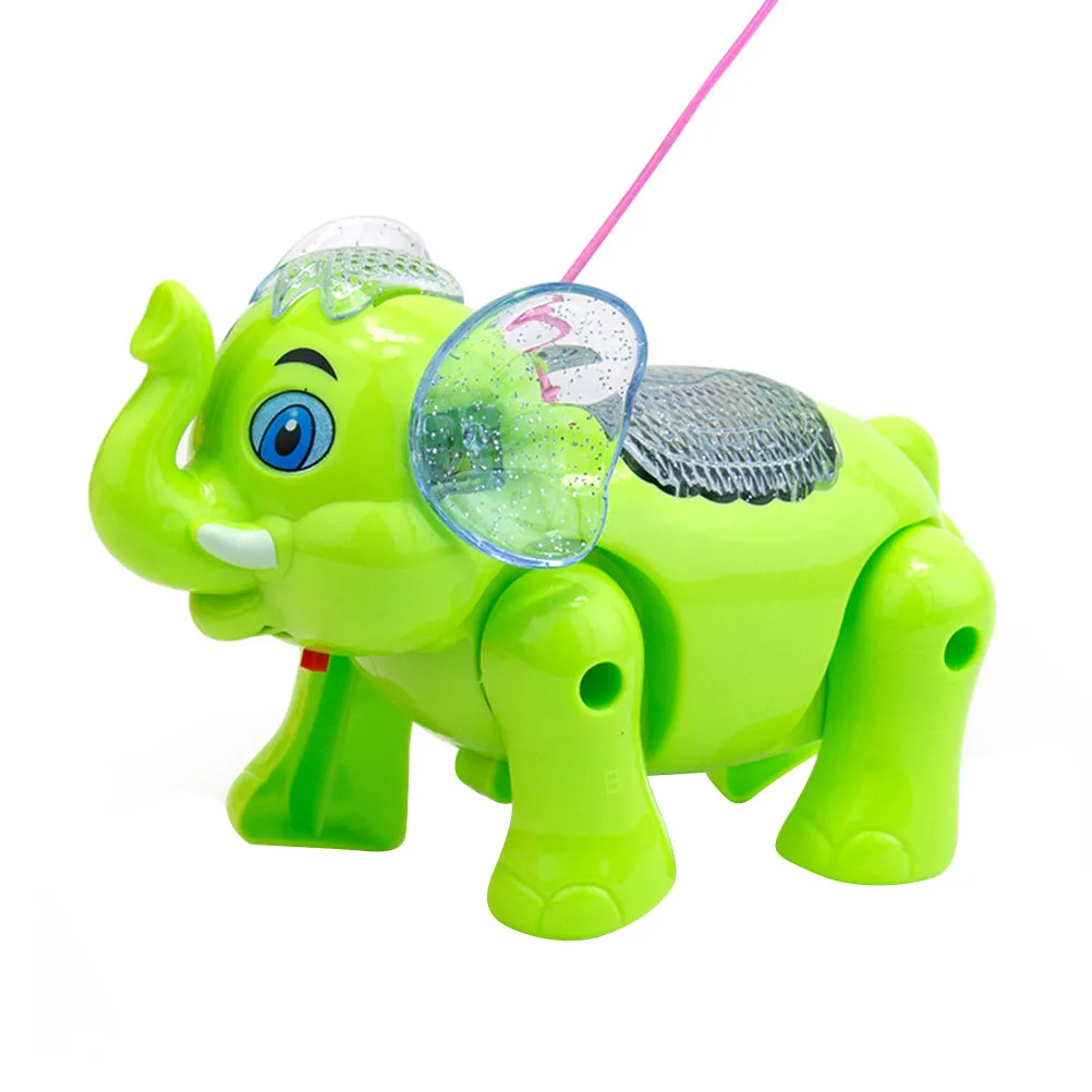 

Электрический музыкальный светящийся слон на приводной тяге: мультяшная игрушка для детей, подарок для развлечений на вечеринках и Рождество