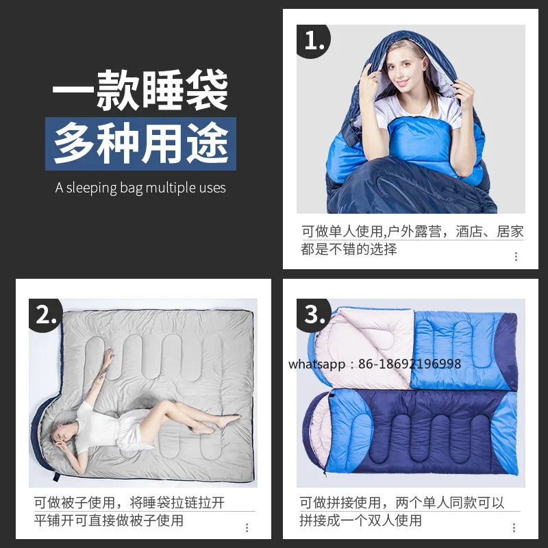 Four Seasons Sleeping Bag Adult Thickened Travel Camping Office Lunch Break Indoor Outdoor Warm Sleeping Bag Adult