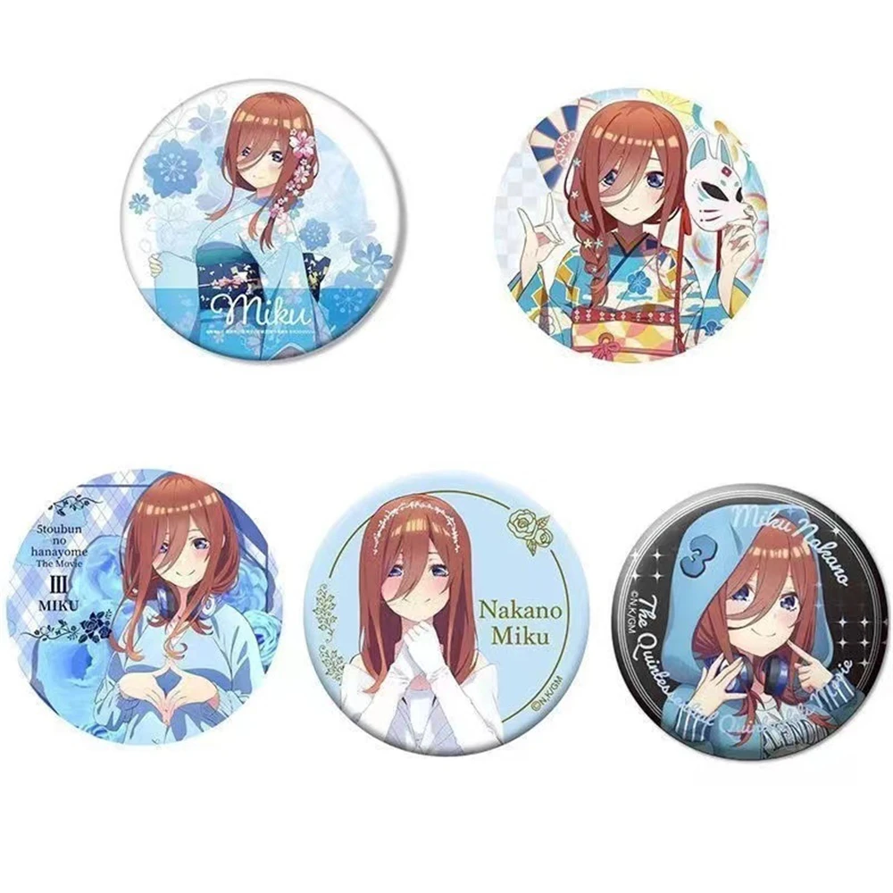 58mm Anime The Quintessential Quintuplets∬ Nakano Ichika Nino Cosplay COSTUME Badge Pin SPTE Tinplate Brooch Prop Xmas Gilf