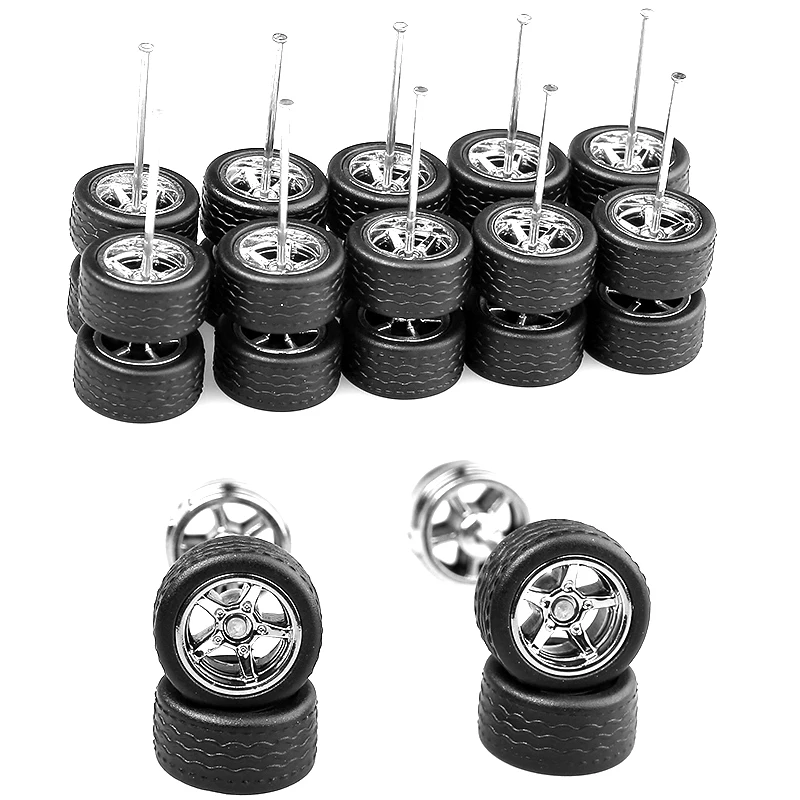 11mm 1/64 Alloy Car Wheels With Rubber Tires Model Modification Front Rear Tires For 1:64 Matchbox/Domeka/HW/Model Cars Off-road