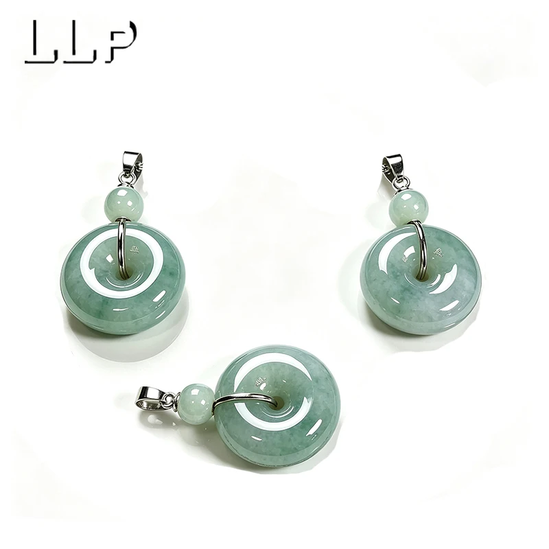 Natürlicher Myanmar-Jade-Friedensanhänger mit S925-Silber-Verschluss, ein Glücksbringer für viel Glück, geeignet als Geschenk für Frauen zum Tragen. – Detail 5