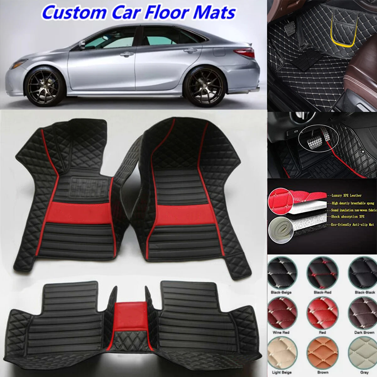 3D PU-leather Waterproof Custom Car Floor Mats For Lexus RC RZ RC200t RC300 RC300h RC350 Carpet Foot Coche Accessorie Liners