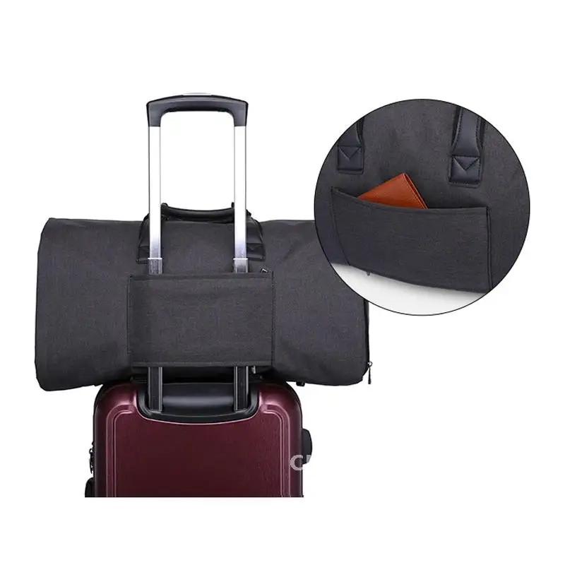 

2 In 1 Garment Travel Bag Bag Shoes Compartment Convertible On With Travel Duffel Carry With Suit Strap Shoulder Bag Luggage