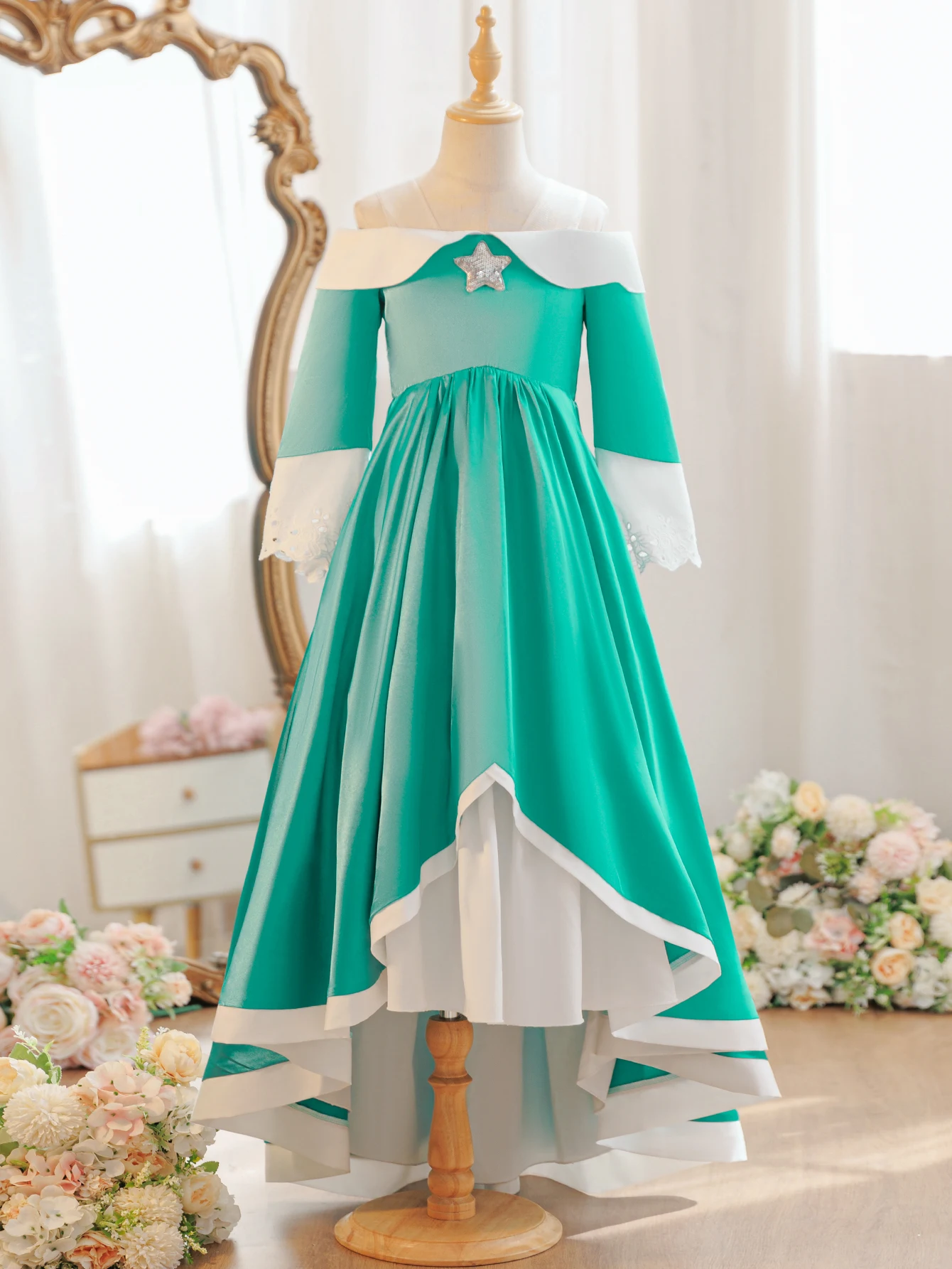 2026 New Movie Rosalina Dress Kids Girls Peach Princess Cosplay Costume Children Theme Party Fantasy Clothes Birthday Dress Gown