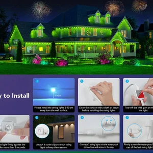 Smart RGB Eaves LED -Leuchten, intermittierende Beleuchtung, Feenschnur, Festival, dauerhaft, im Freien, Weihnachten, Weihnachtsdekorationen 10 Hauptverkäufe von lila LED -Reflektor - №2